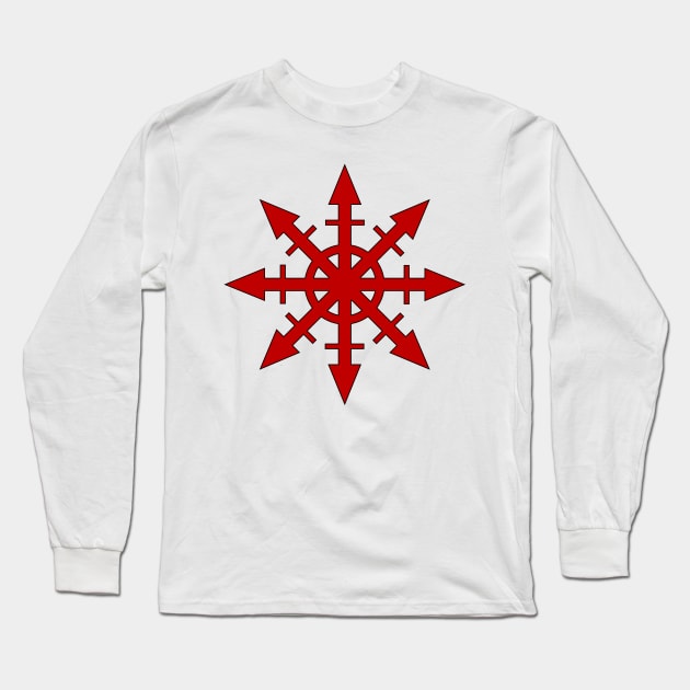 Red Chaostar (Black Outline) Long Sleeve T-Shirt by Salvaged Wisdom